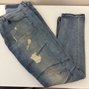 Skinny Straight Fit Distressed Denim Jeans